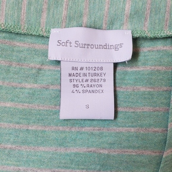 Womens Soft Surroundings Green Striped Surplice blouse size small - Picture 8 of 11